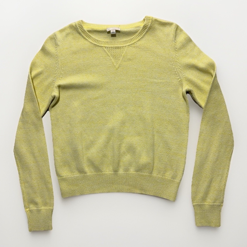 GAP Women's Yellow 100% Cotton Knit Crew Neck Pullover Casual Sweater S Preppy